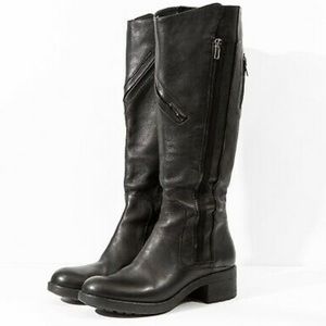 Vera Wang Evan Black Leather Knee High Boots
